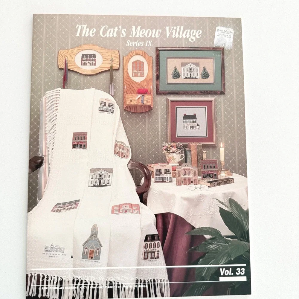 Lot of 3 Vintage Cross Stitch Pattern‎ Books Village Sampler Country Folk Art